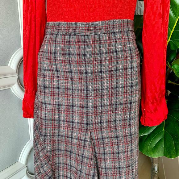 Isabel Marant Diesty Asymmetric Checked Wool Blend Skirt Size 6 - Picture 3 of 12